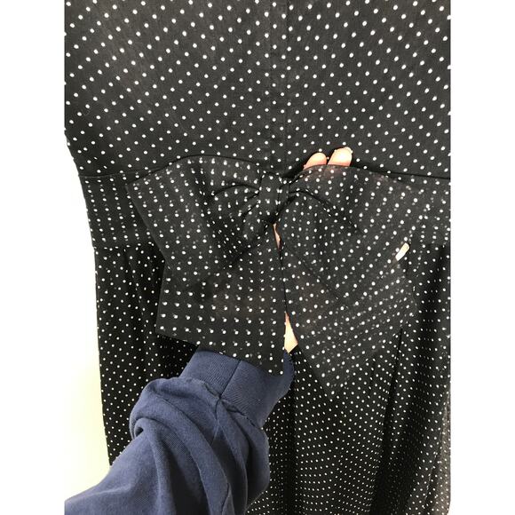 Vintage Miss Elliette VTG Maxi Dress Polka Dot Ruffle Peter Pan Collar Bow 60s - Picture 10 of 13